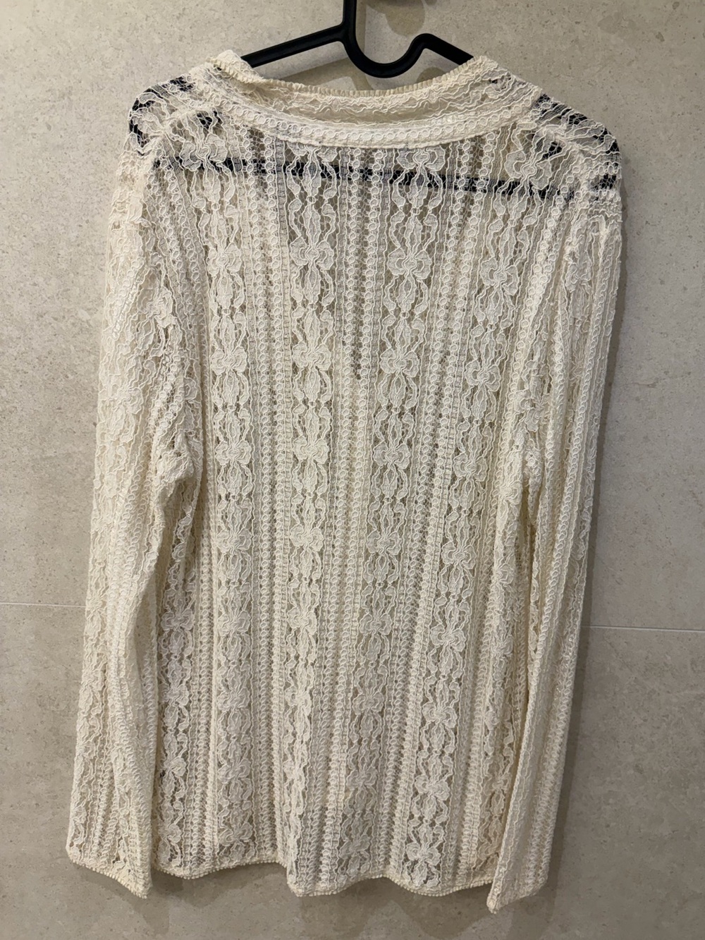 Zara Cream Lace Long-Sleeve Top